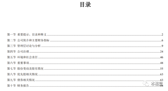 一份典型的A股年度报告目录