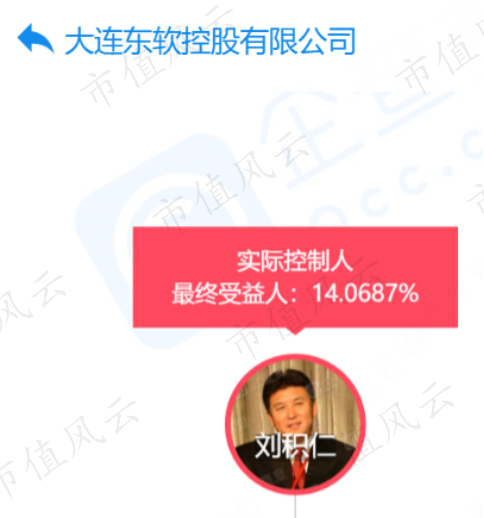（企查查将刘积仁标记为东软控股的实控人）