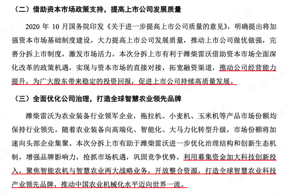 (2022年11月24日潍柴动力分拆潍柴雷沃公告）