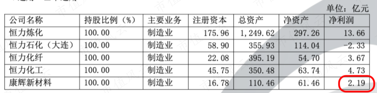 （恒力石化主要参控股公司）